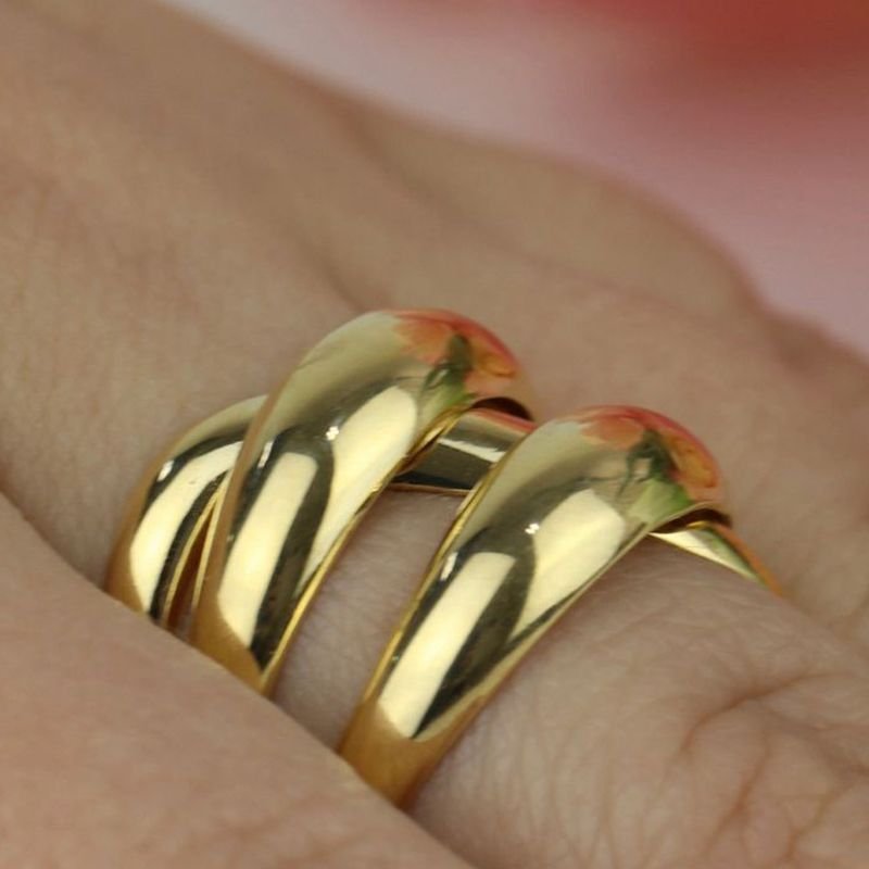 Anel Triplo Ouro 18k